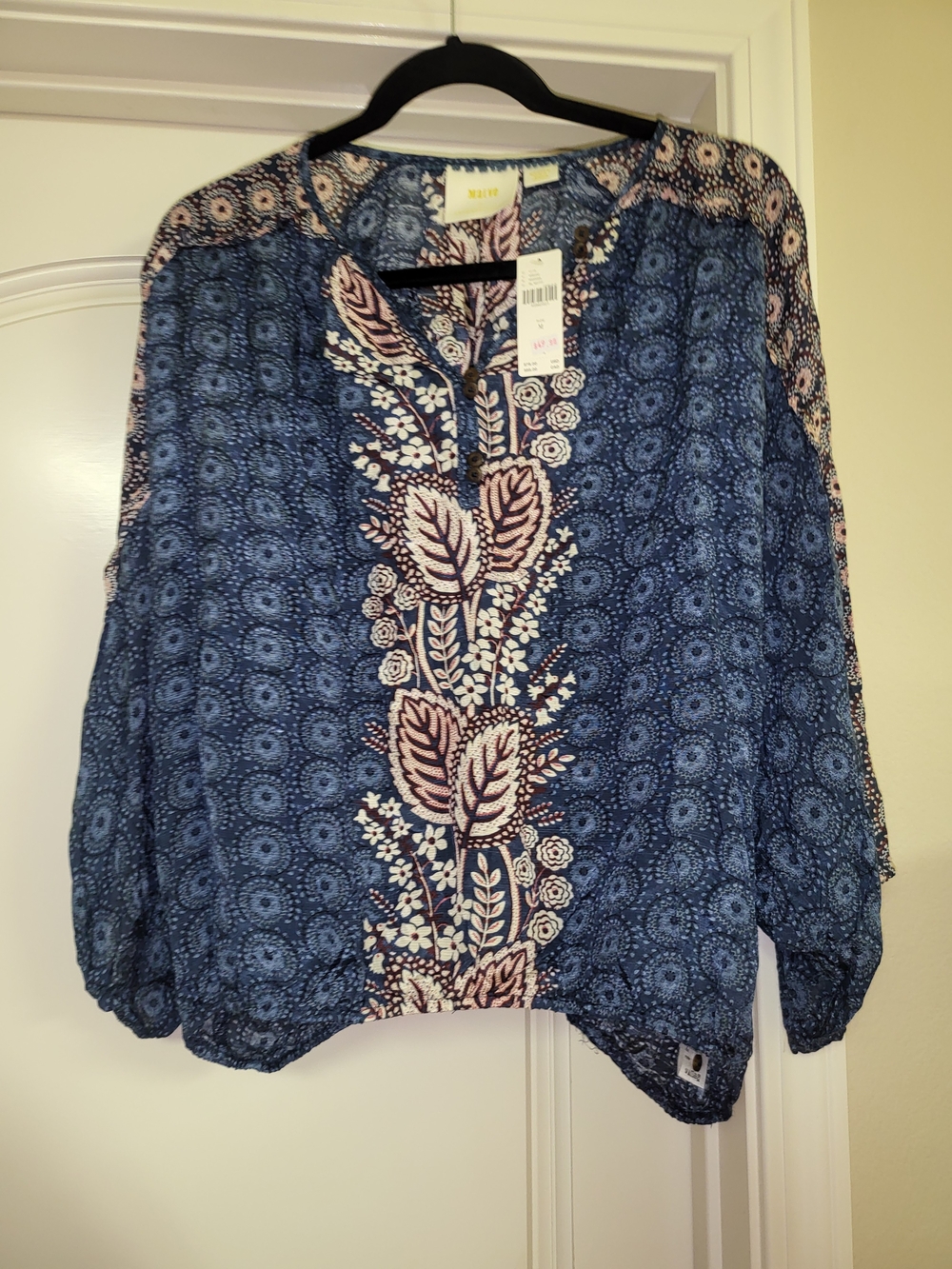 Anthropologie Navy Blue Hiver Blouse NWT Size Medium New - Picture 5 of 8